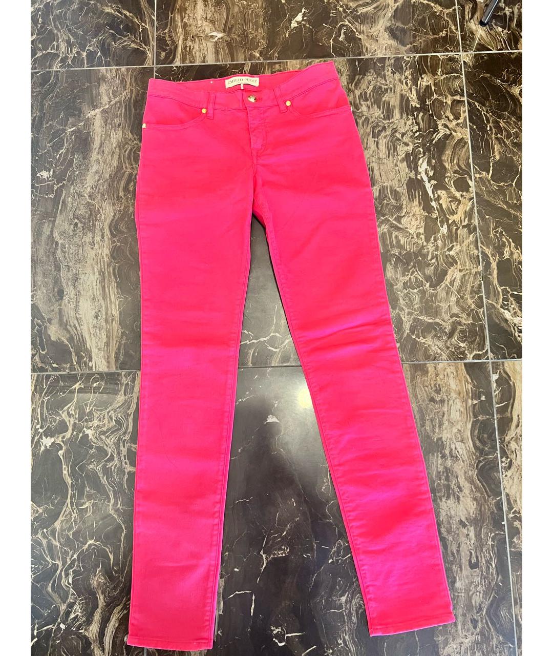 EMILIO PUCCI Бордовые хлопко-эластановые прямые джинсы, фото 3