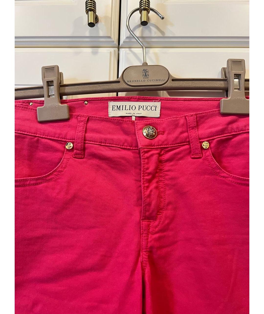 EMILIO PUCCI Бордовые хлопко-эластановые прямые джинсы, фото 2