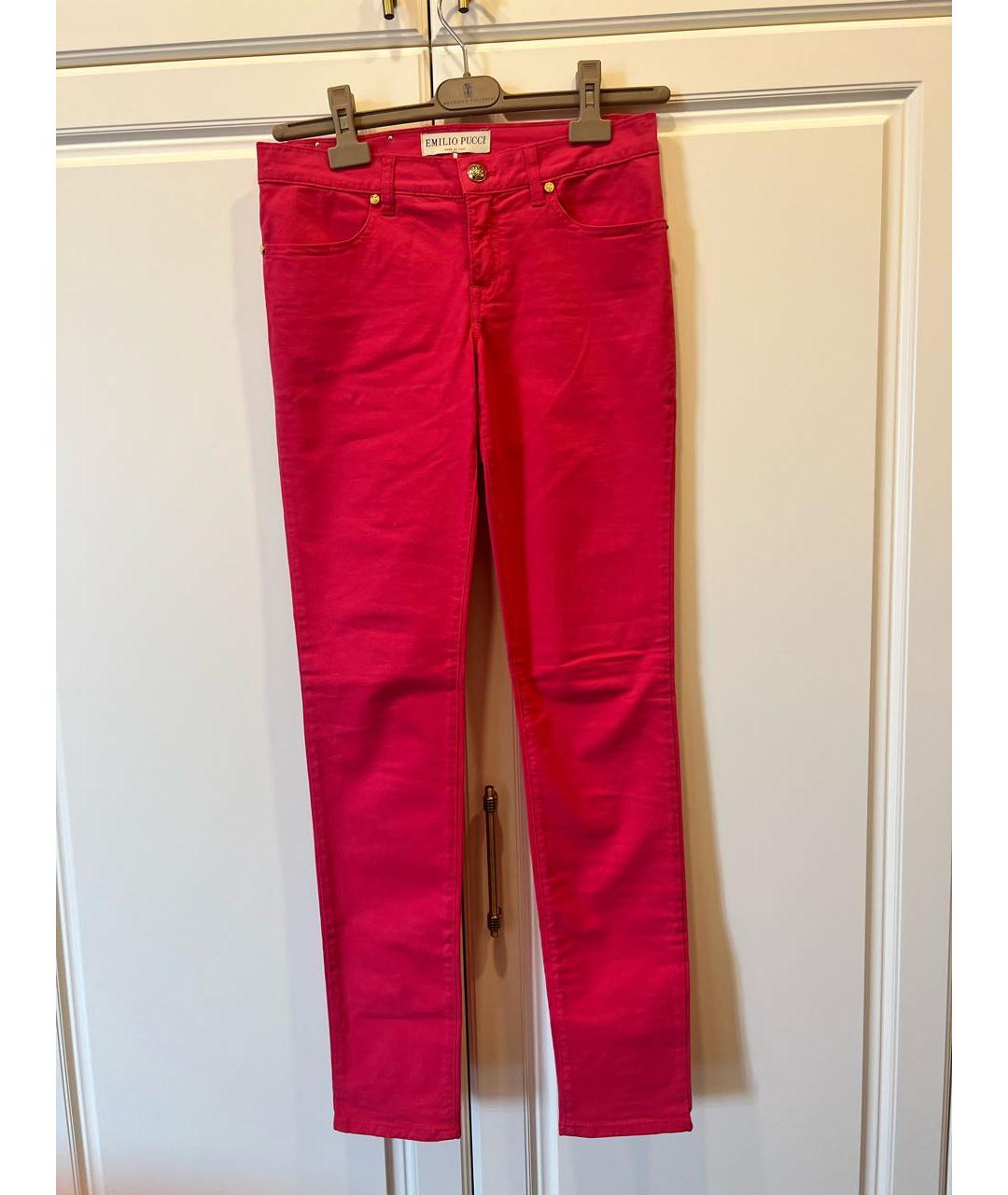 EMILIO PUCCI Бордовые хлопко-эластановые прямые джинсы, фото 6