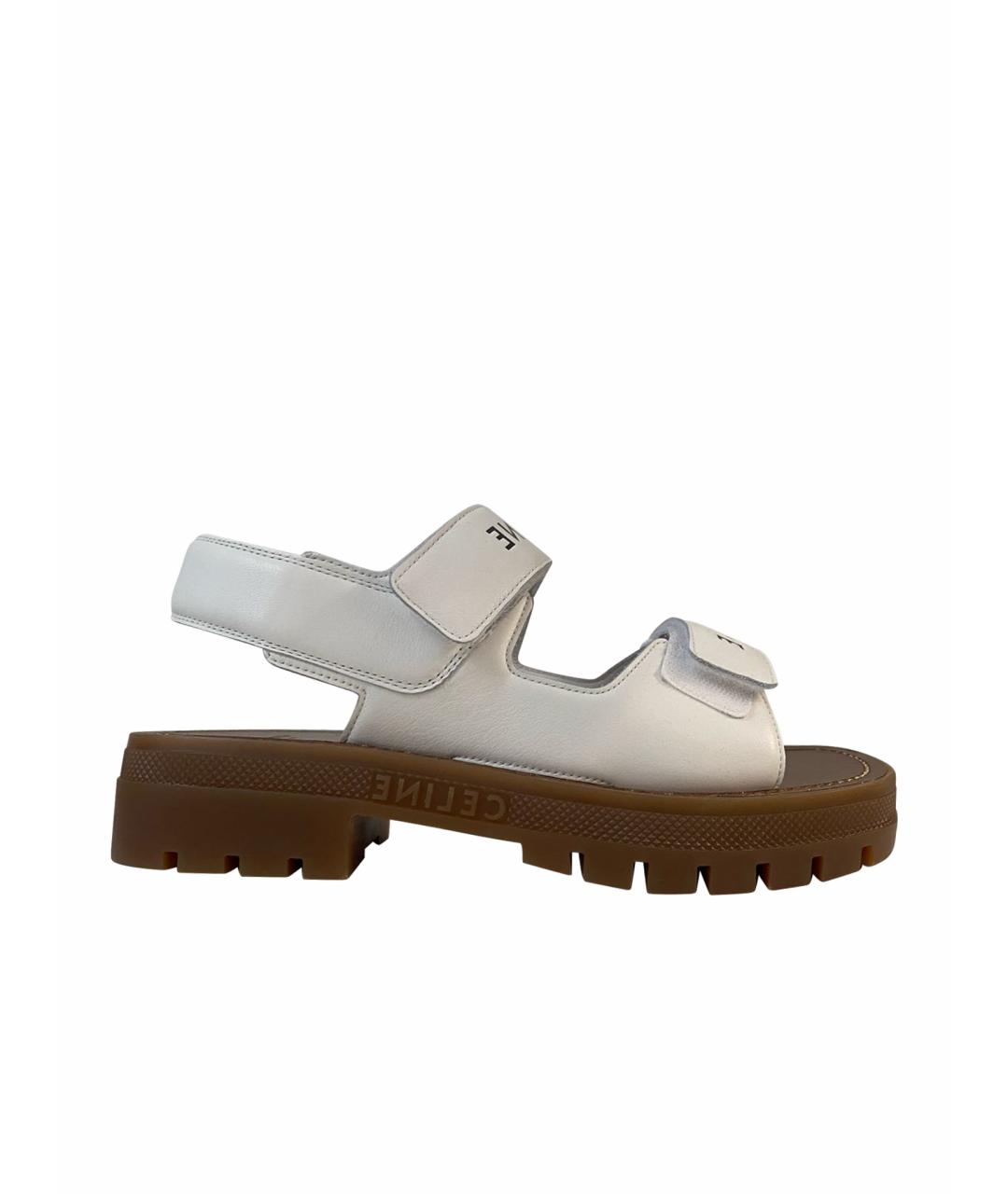 CELINE Белые кожаные сандалии, фото 1