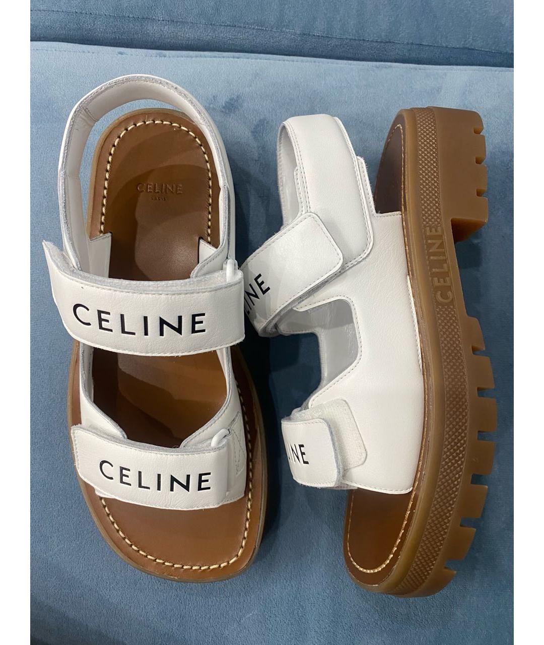 CELINE PRE-OWNED Белые кожаные сандалии, фото 3