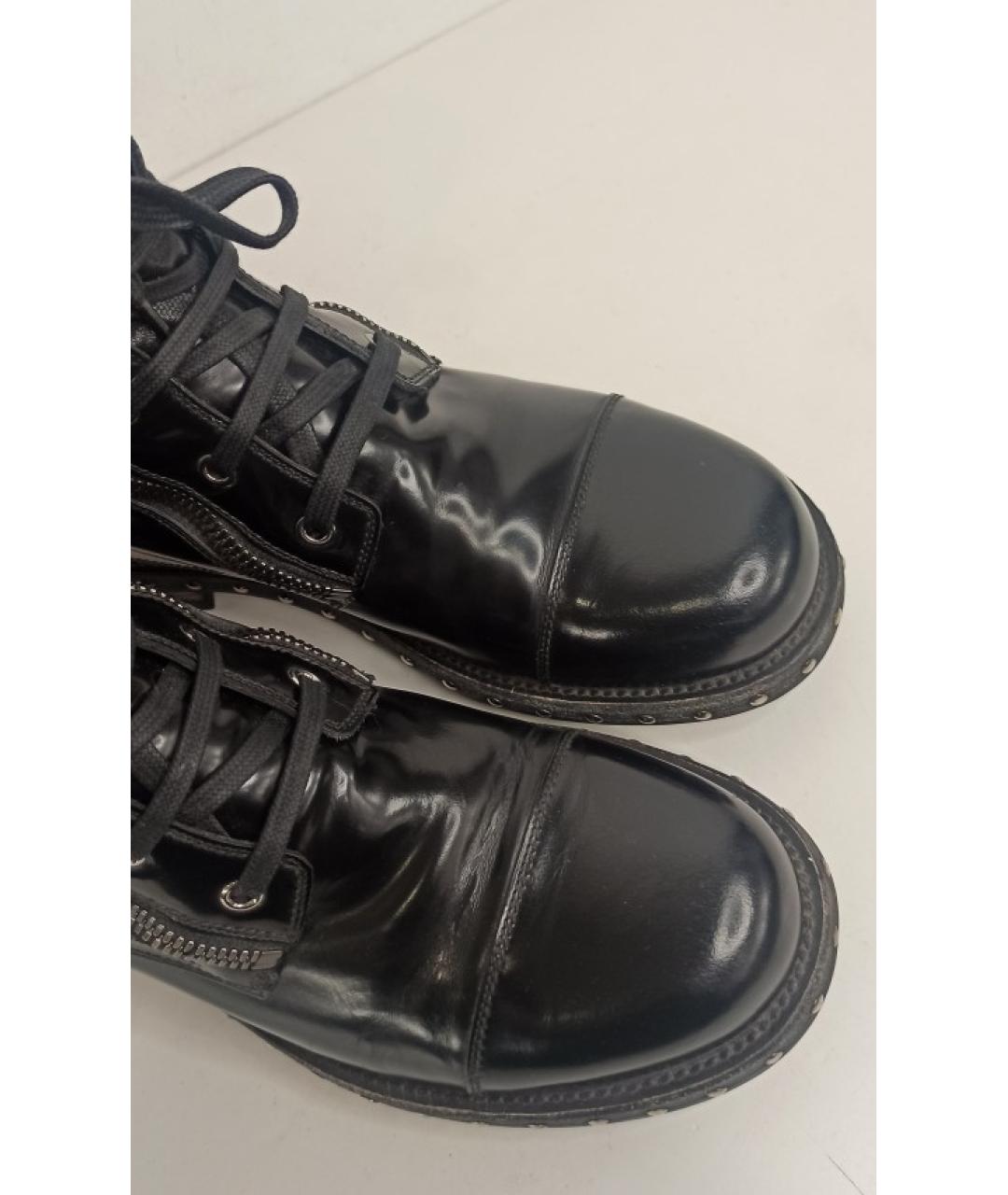 DOLCE&GABBANA Черные кожаные ботинки, фото 6