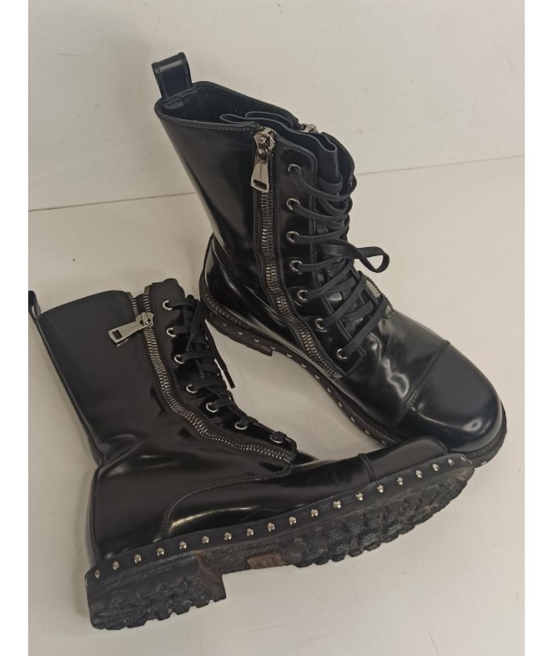 DOLCE&GABBANA Черные кожаные ботинки, фото 4