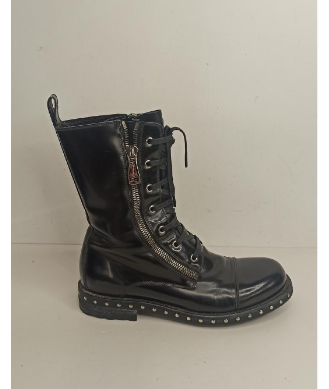 DOLCE&GABBANA Черные кожаные ботинки, фото 10