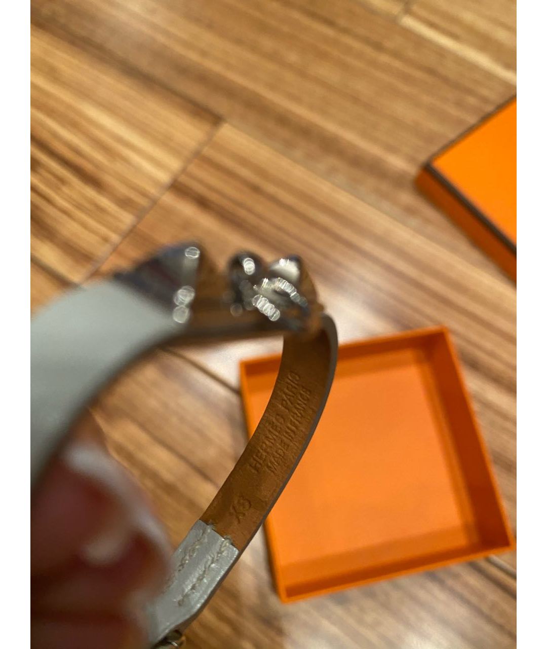 HERMES PRE-OWNED Серый кожаный браслет, фото 4