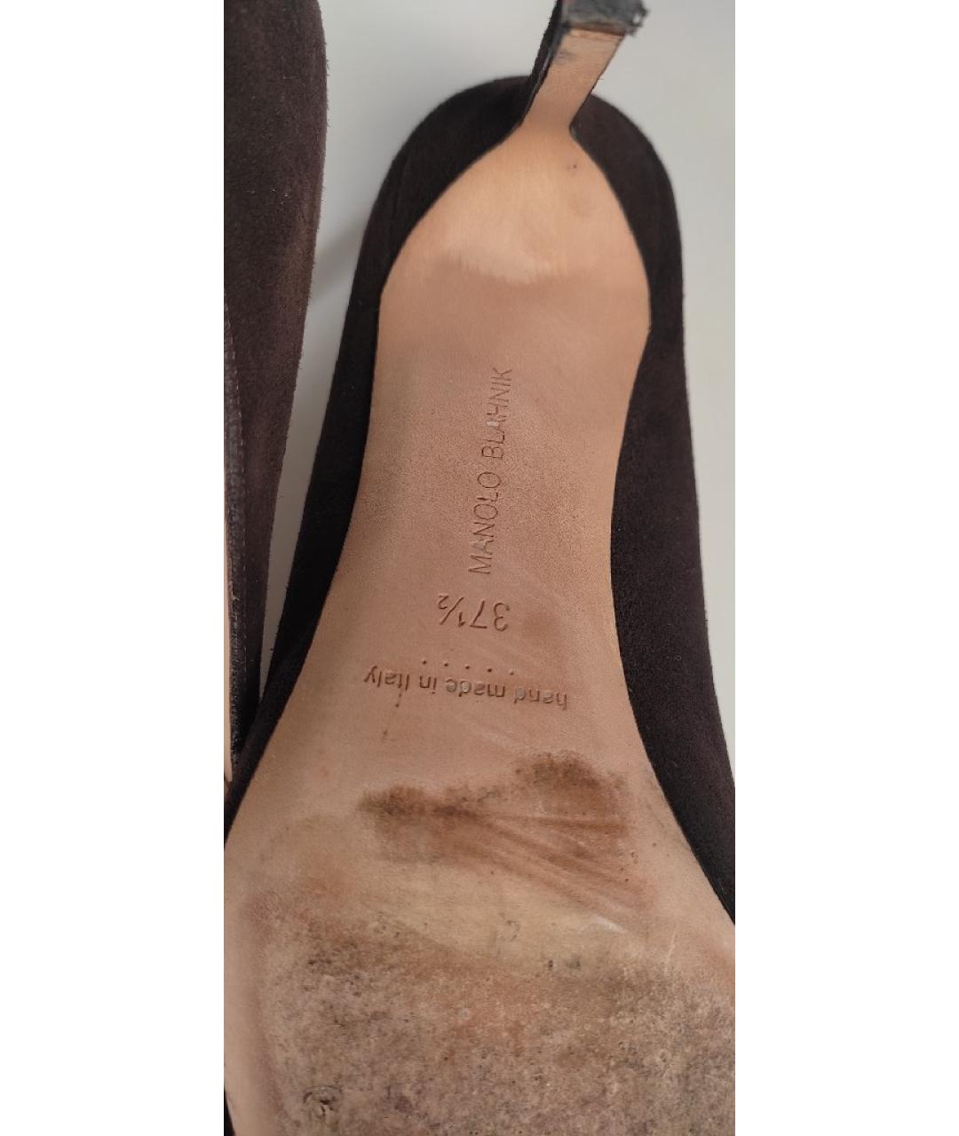MANOLO BLAHNIK Коричневые замшевые туфли, фото 8