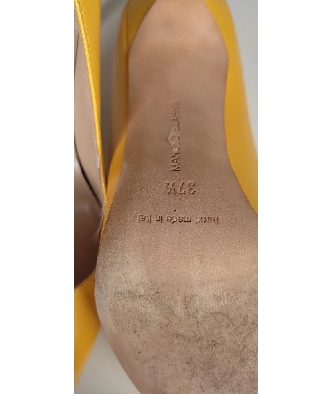 MANOLO BLAHNIK Желтые кожаные туфли, фото 7