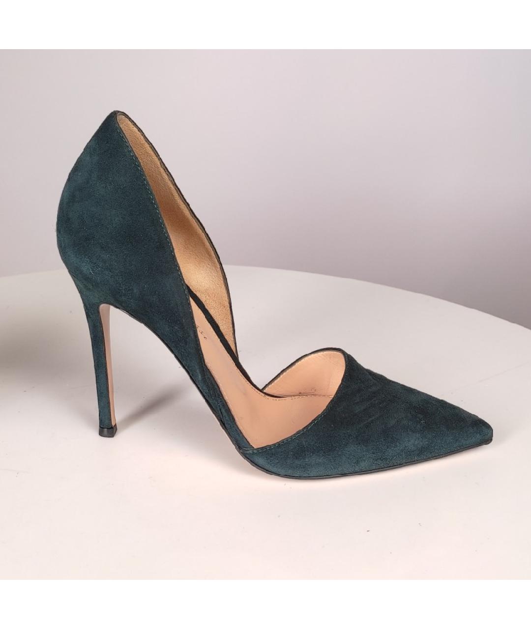 GIANVITO ROSSI Зеленые замшевые туфли, фото 9