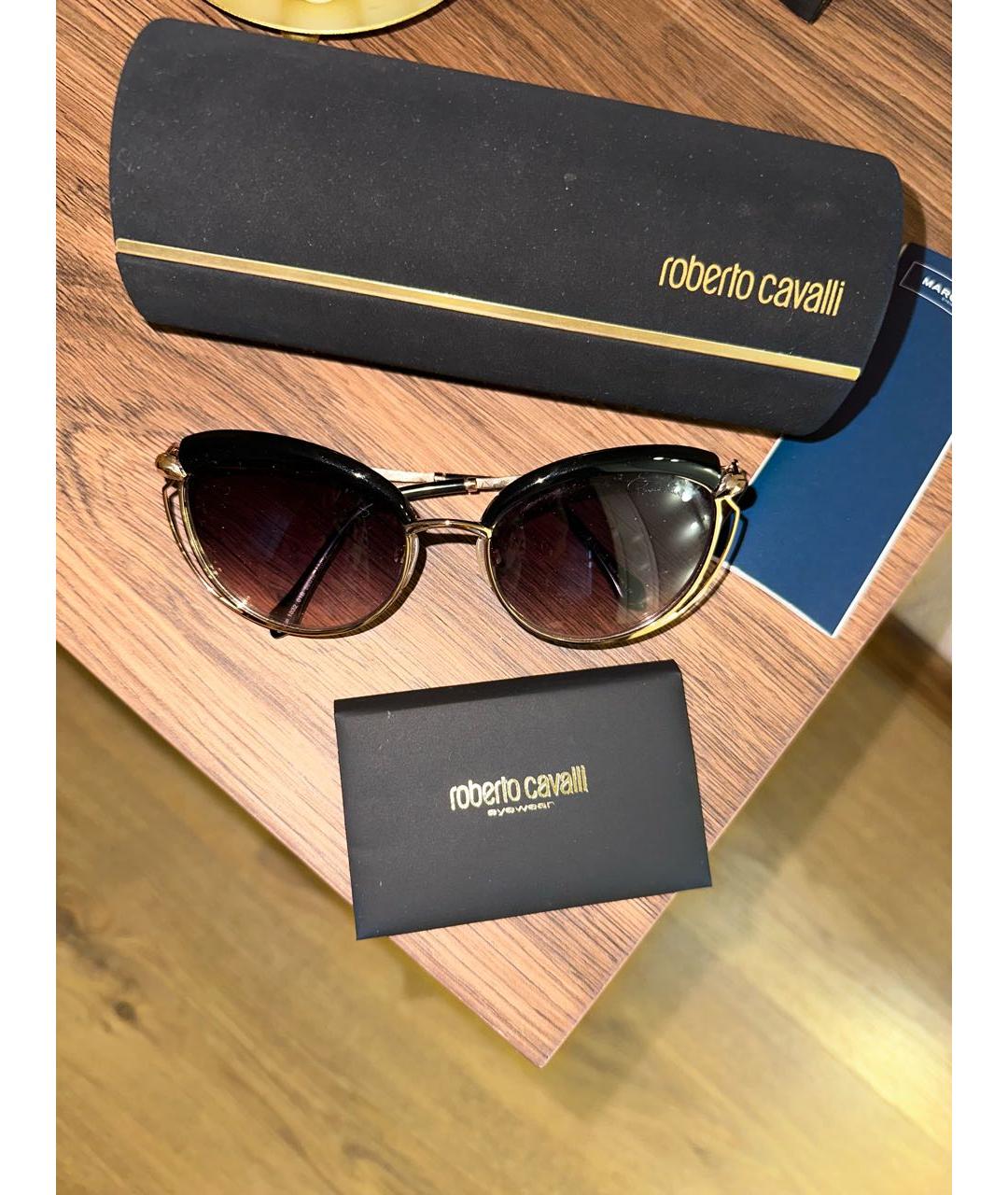 ROBERTO CAVALLI Золотые металлические солнцезащитные очки, фото 3