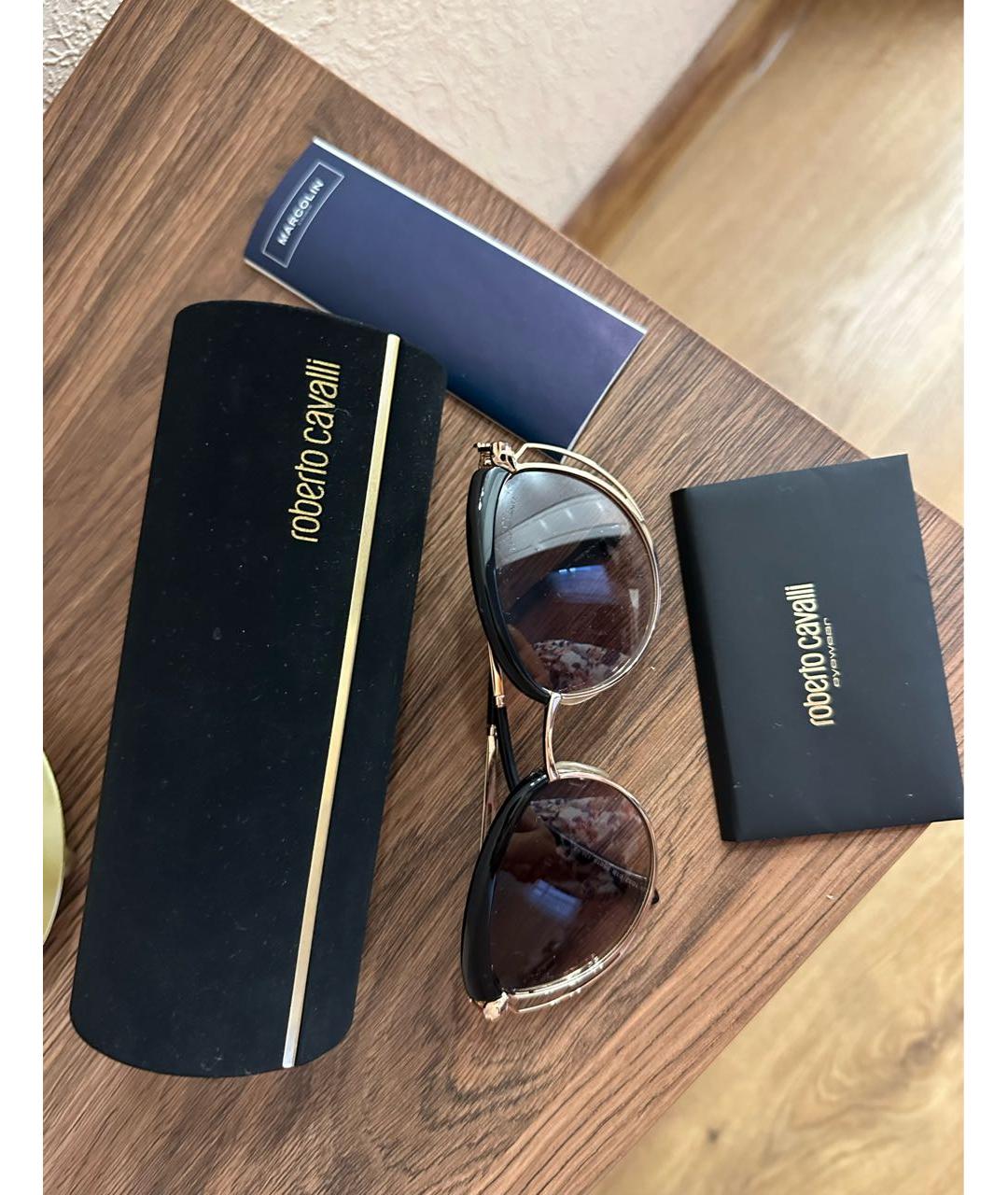 ROBERTO CAVALLI Золотые металлические солнцезащитные очки, фото 2