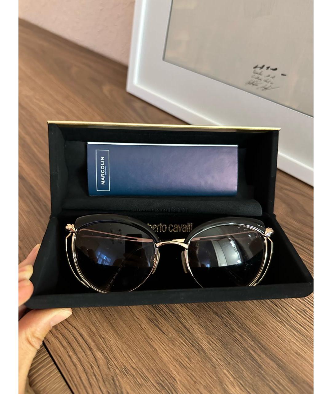 ROBERTO CAVALLI Золотые металлические солнцезащитные очки, фото 6