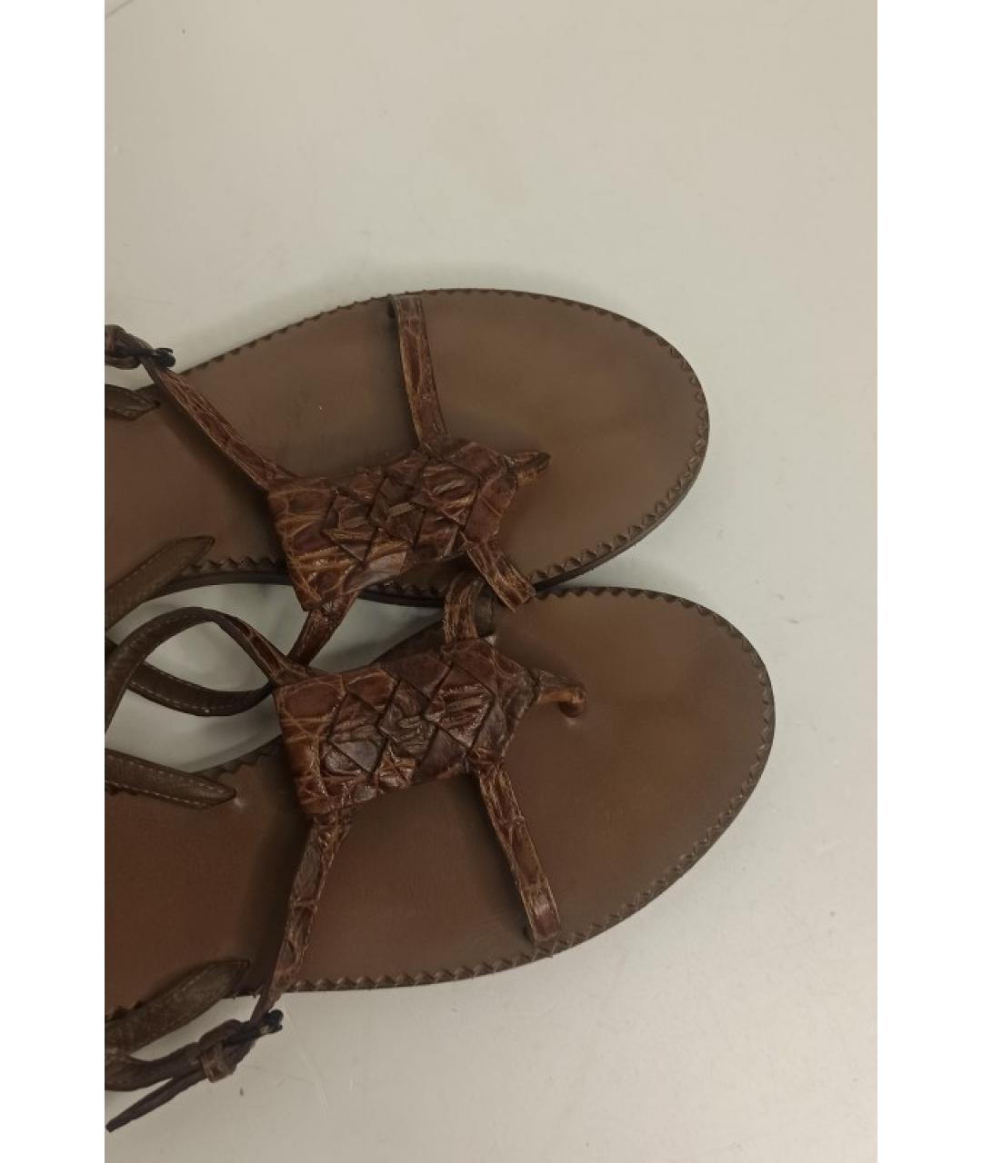 BOTTEGA VENETA Коричневые сандалии из экзотической кожи, фото 6