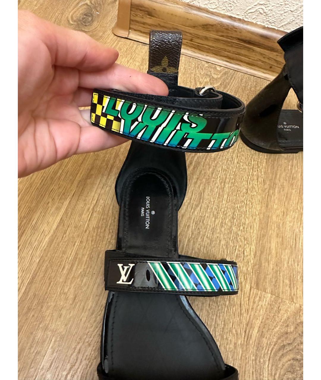 LOUIS VUITTON Черные текстильные сандалии, фото 7