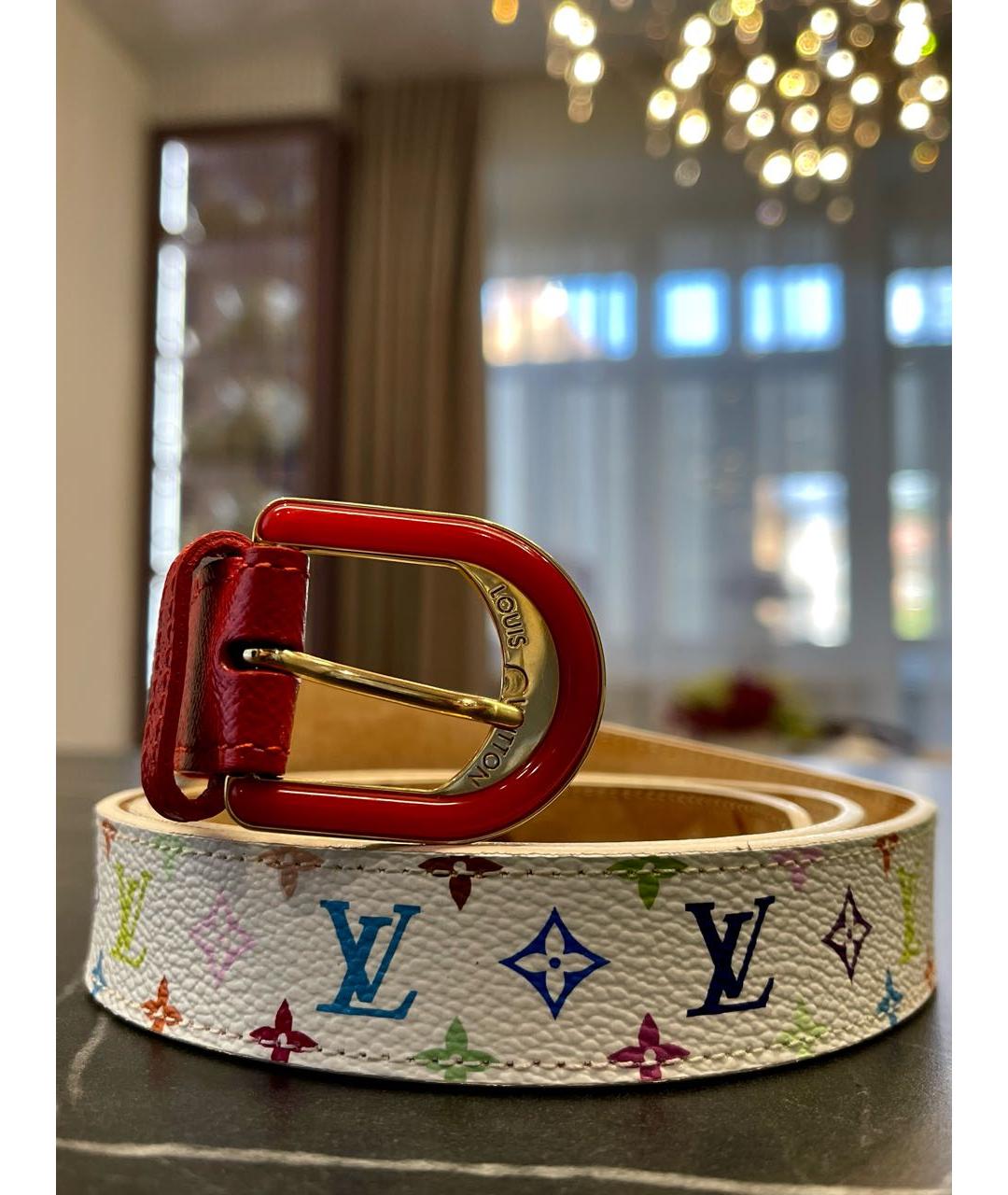 LOUIS VUITTON Белый кожаный ремень, фото 5