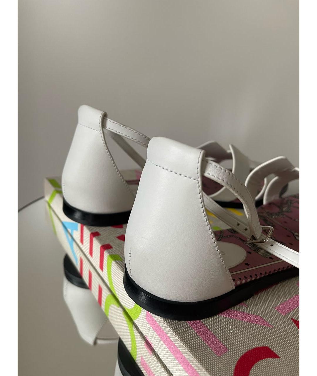 HERMES Белые кожаные сандалии, фото 5