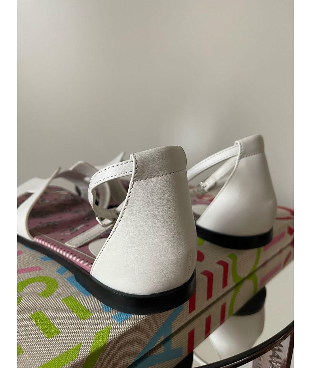 HERMES Белые кожаные сандалии, фото 7