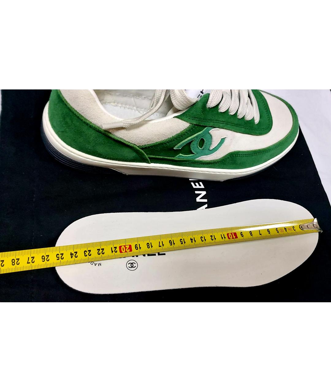 CHANEL Зеленые замшевые кроссовки, фото 5