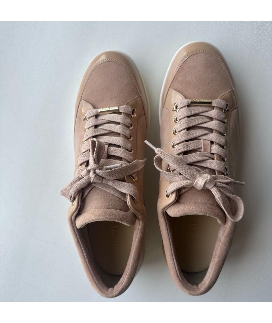 JIMMY CHOO Бежевые замшевые кеды, фото 3