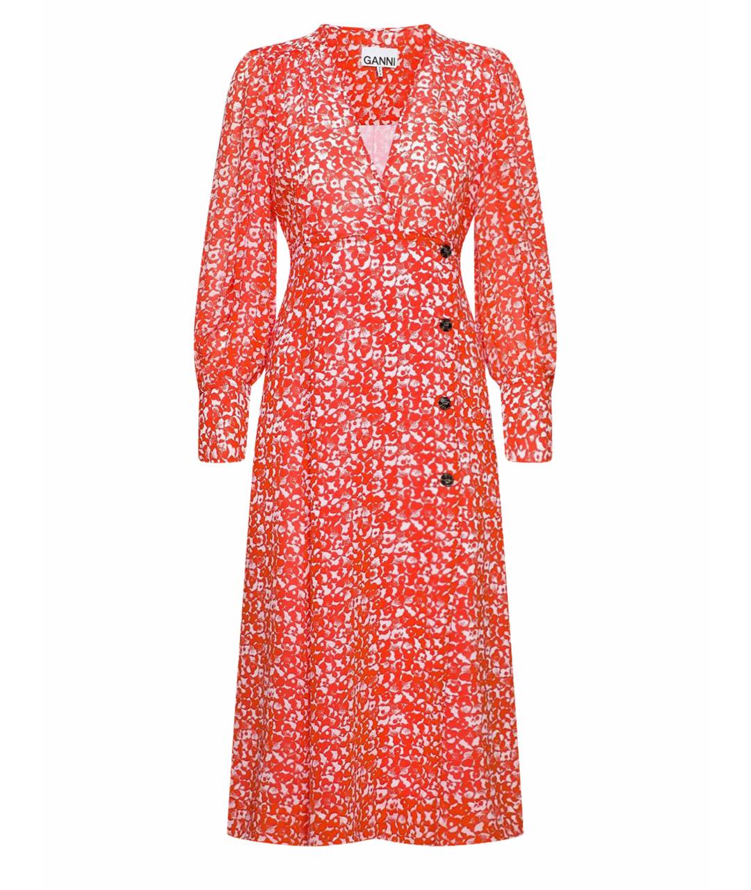 GANNI Красное полиэстеровое повседневное платье, фото 1