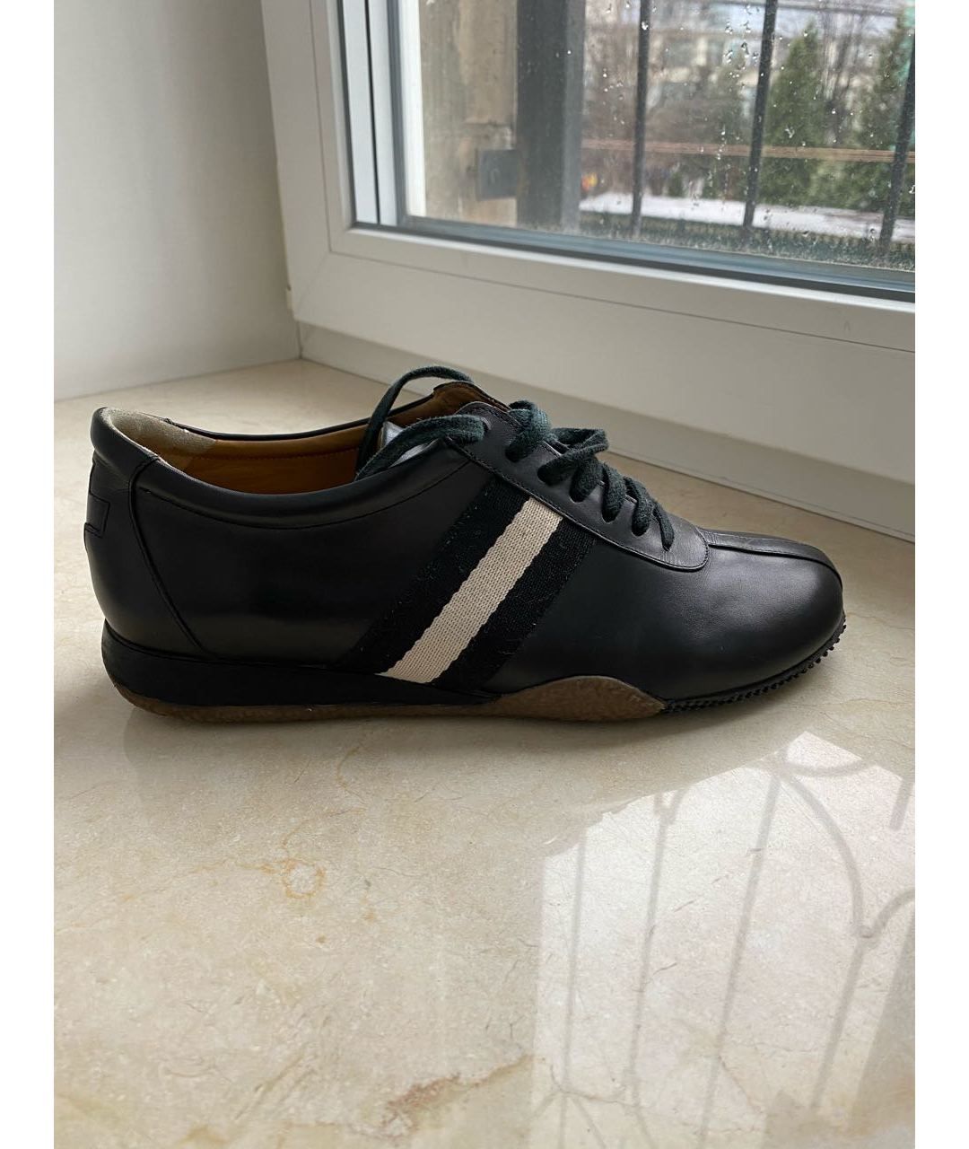 BALLY Черные кожаные кроссовки, фото 6