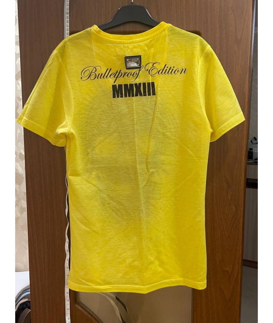 PHILIPP PLEIN Желтая хлопковая футболка, фото 2