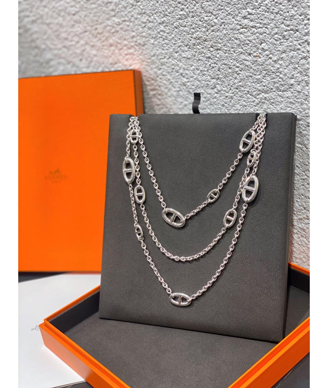 HERMES Серебряное серебряное колье, фото 2