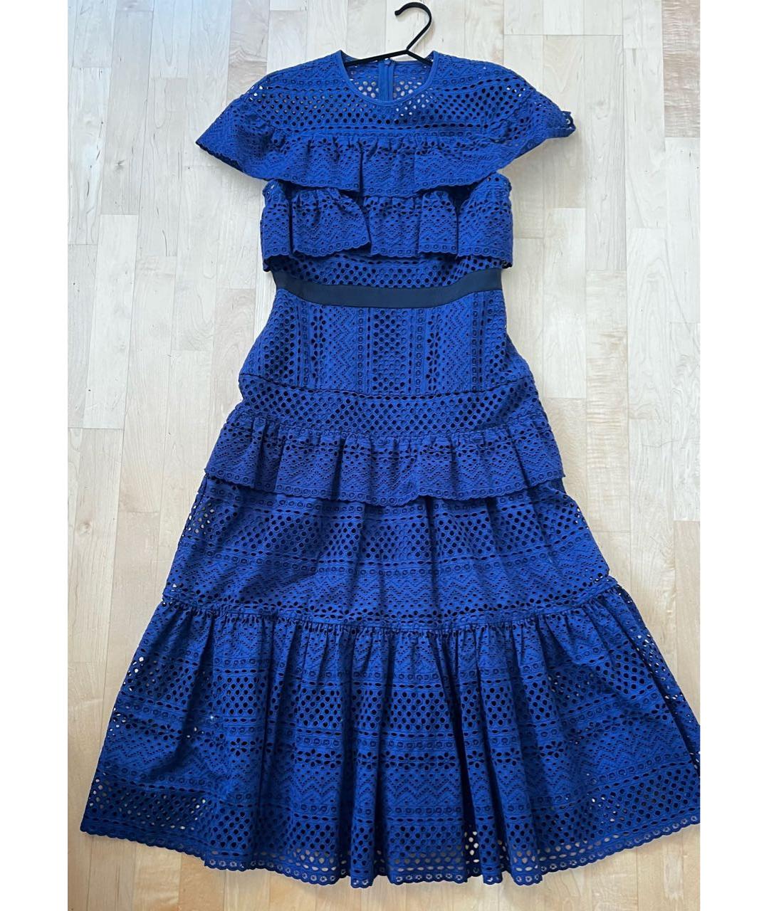 SELF-PORTRAIT Синее кружевное коктейльное платье, фото 9