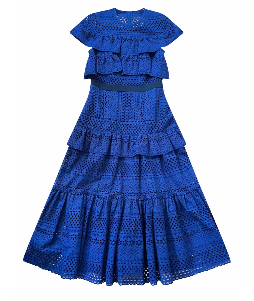 SELF-PORTRAIT Синее кружевное коктейльное платье, фото 1