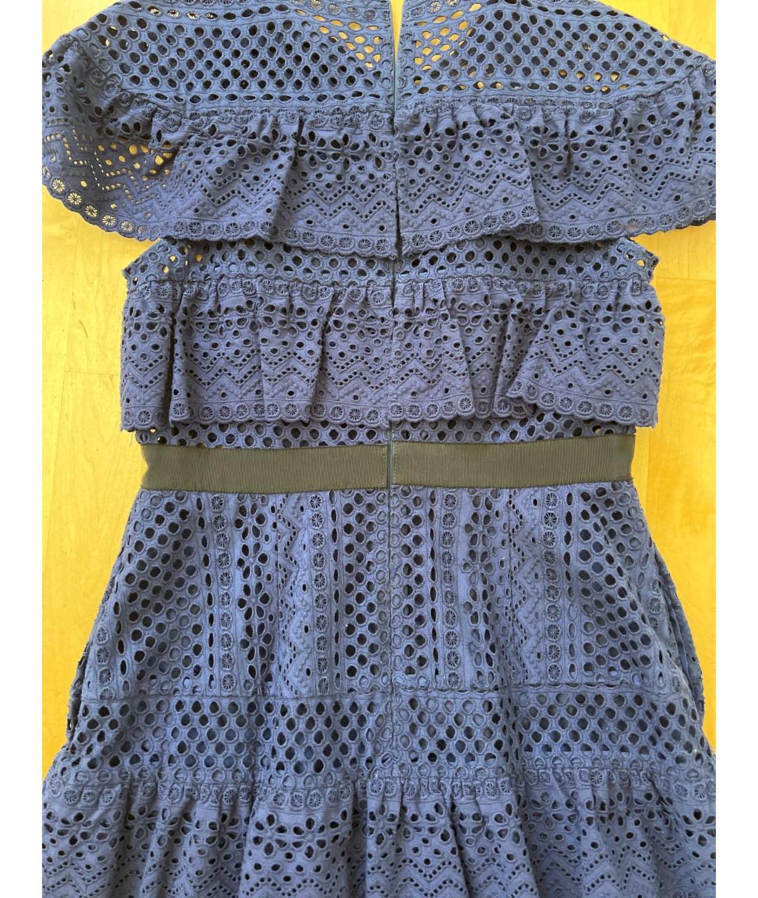 SELF-PORTRAIT Синее кружевное коктейльное платье, фото 4