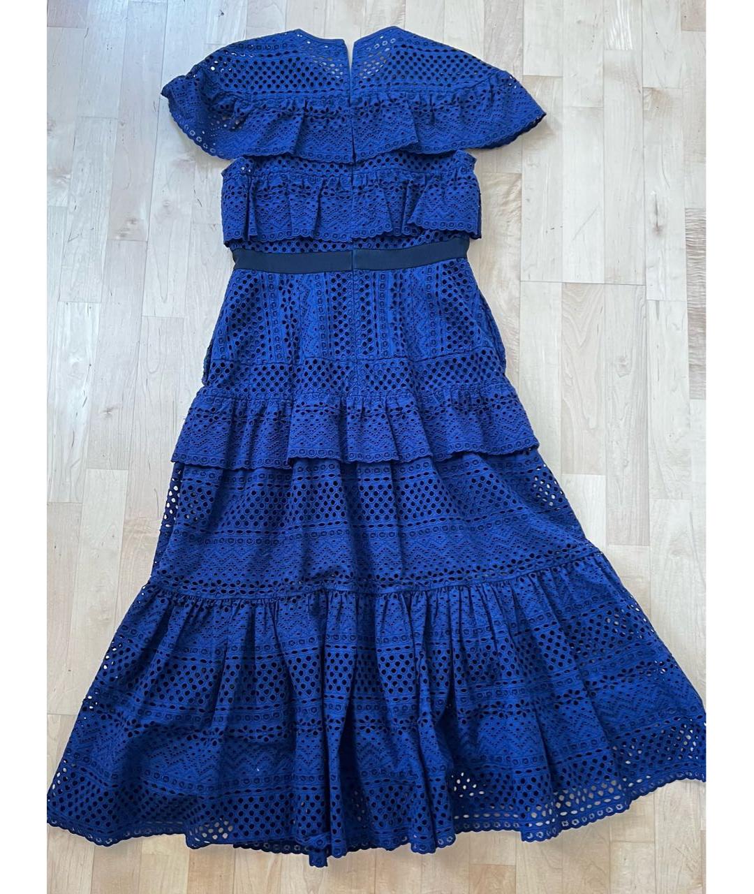 SELF-PORTRAIT Синее кружевное коктейльное платье, фото 2
