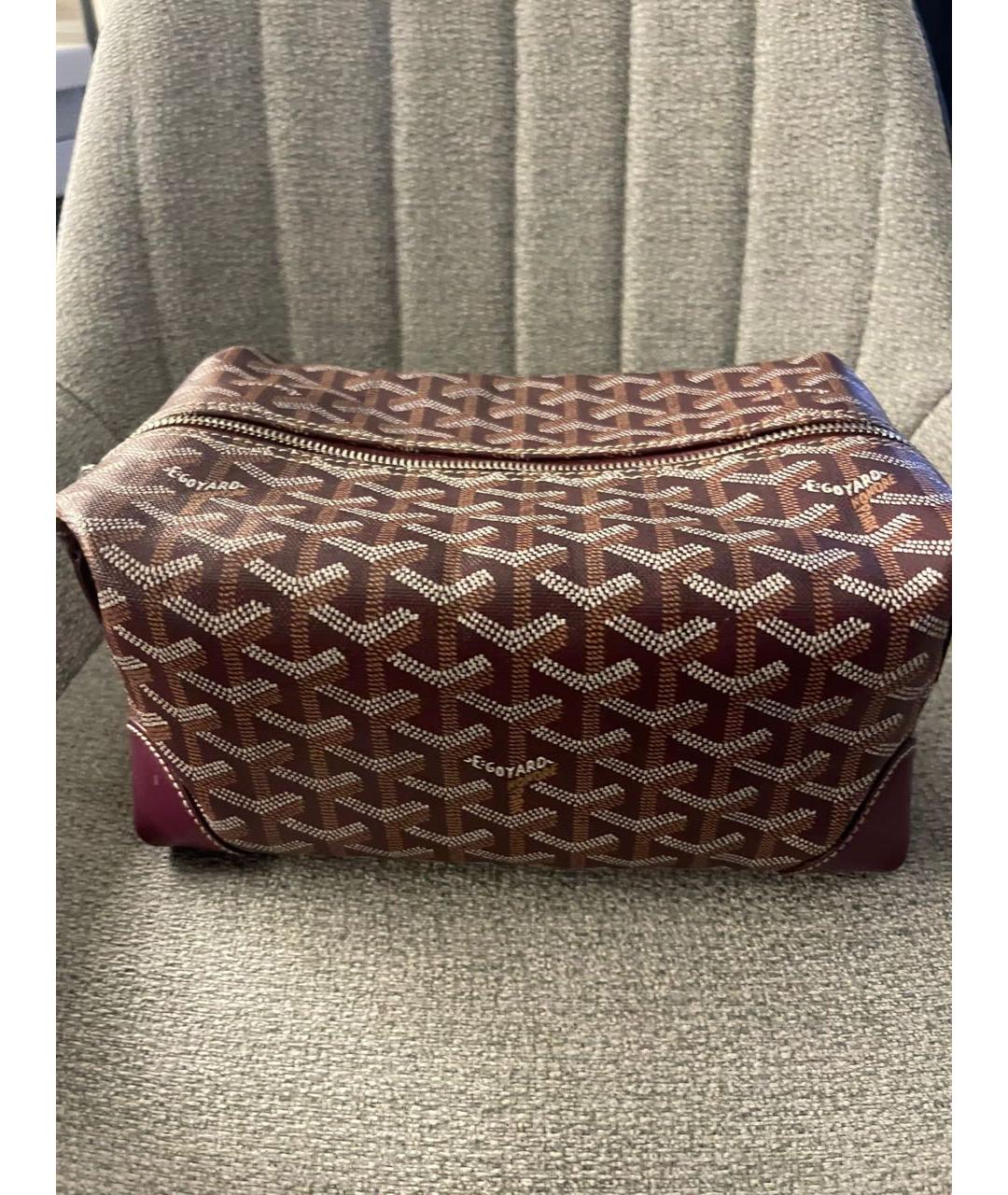 GOYARD Коричневая кожаная косметичка, фото 4