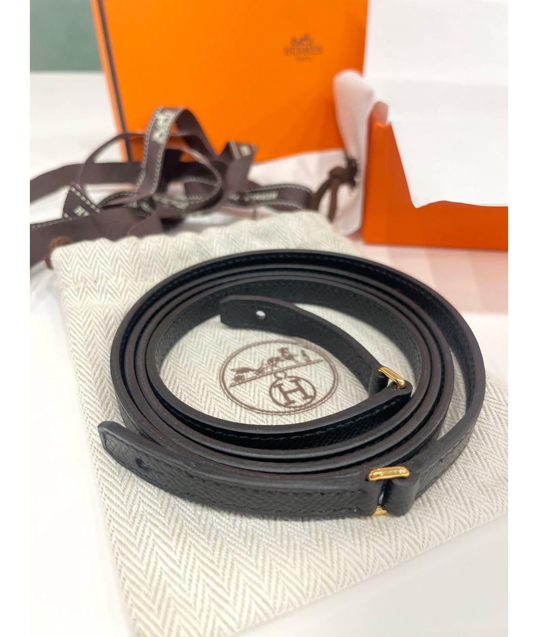 HERMES Черная кожаная сумка через плечо, фото 5