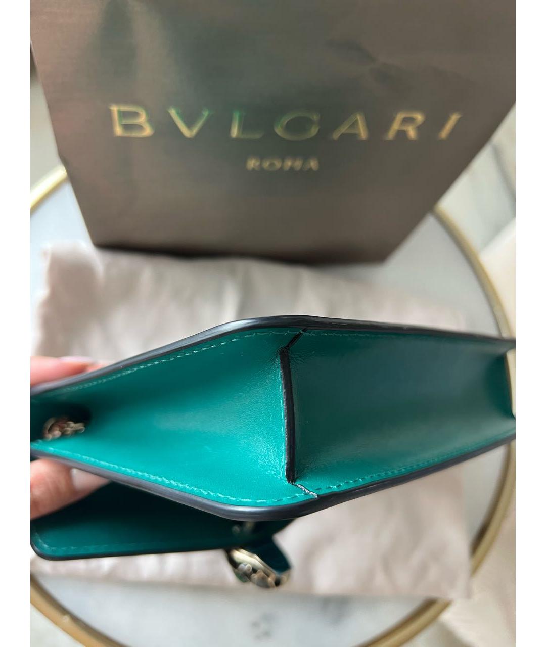 BVLGARI Зеленая кожаная сумка через плечо, фото 7