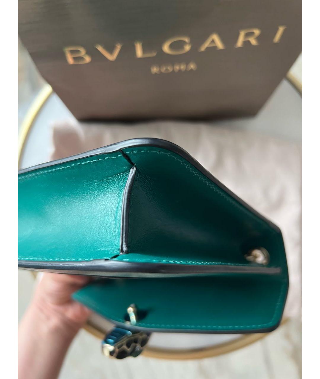 BVLGARI Зеленая кожаная сумка через плечо, фото 5