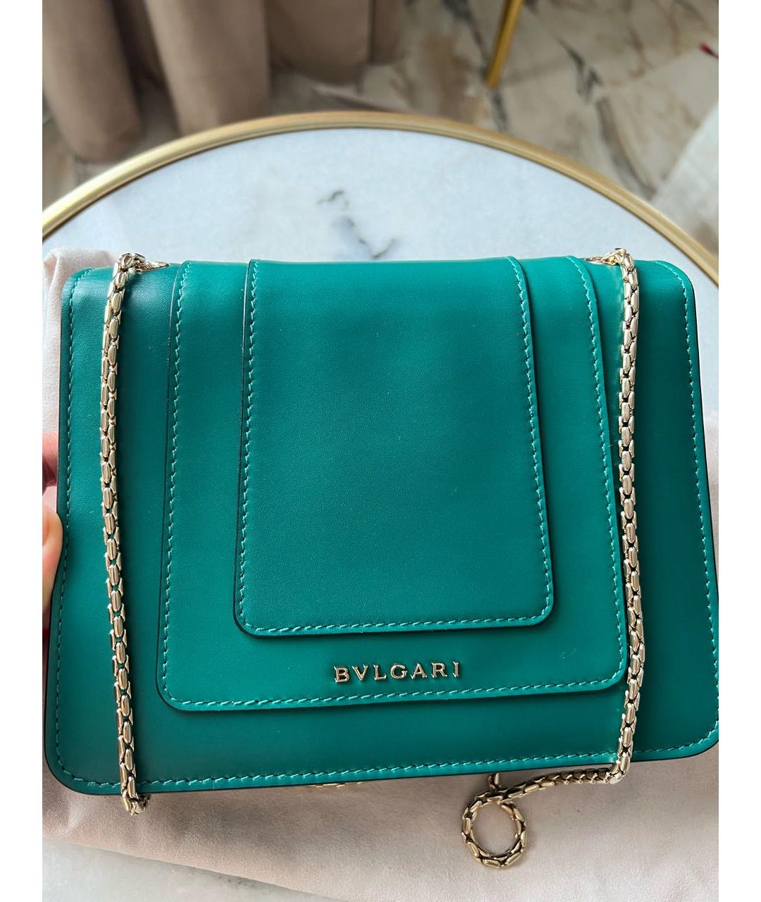 BVLGARI Зеленая кожаная сумка через плечо, фото 6
