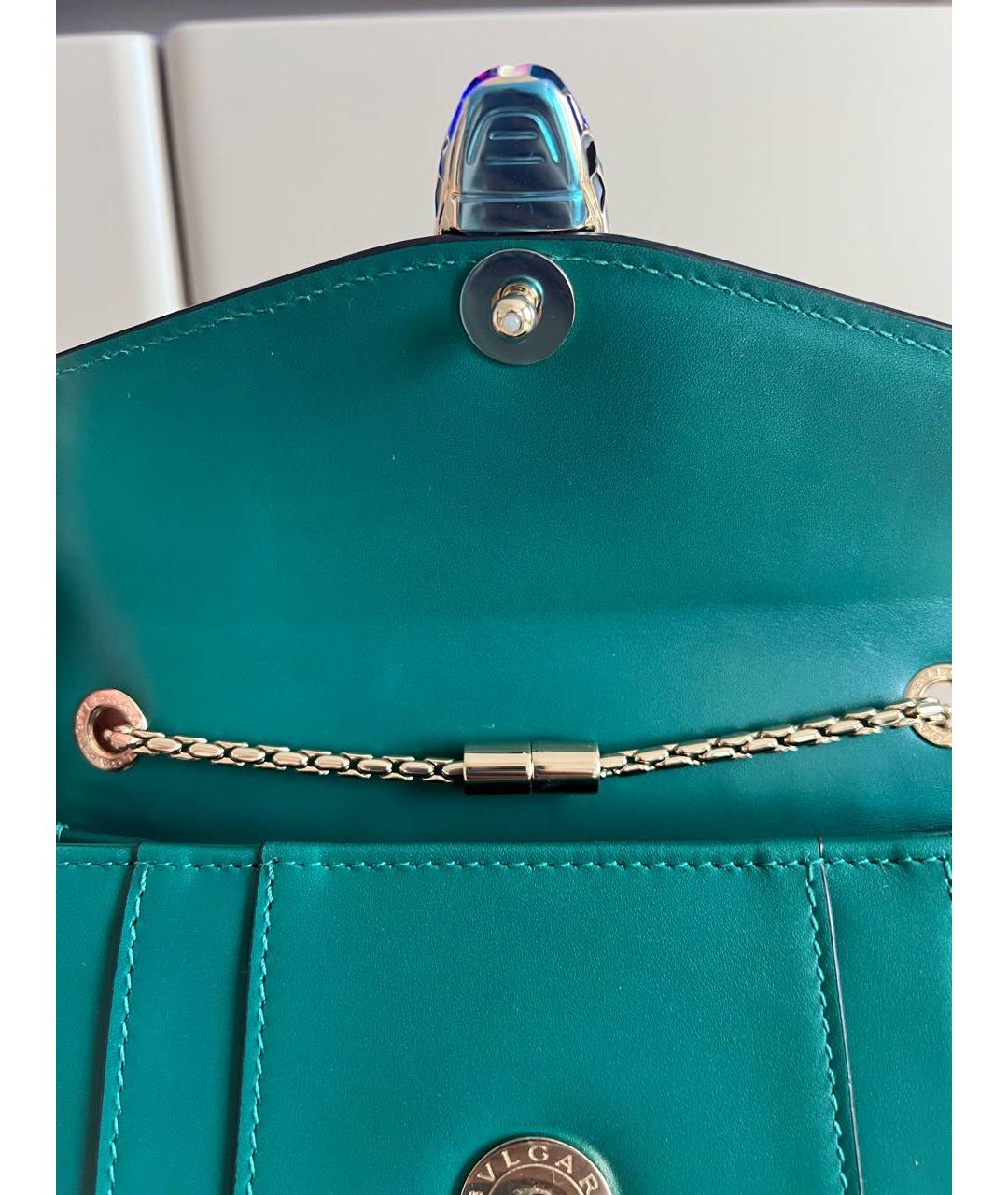 BVLGARI Зеленая кожаная сумка через плечо, фото 4
