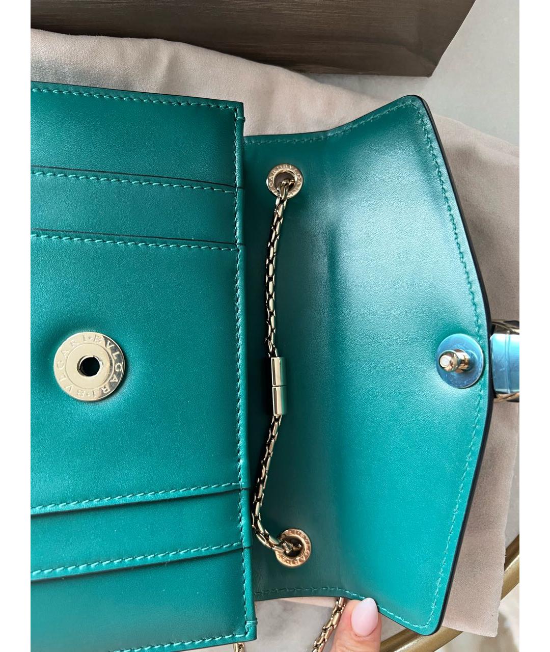 BVLGARI Зеленая кожаная сумка через плечо, фото 8