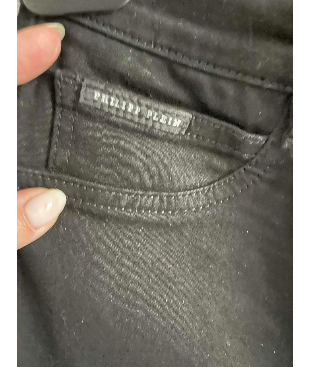 PHILIPP PLEIN Черные хлопко-эластановые джинсы слим, фото 8