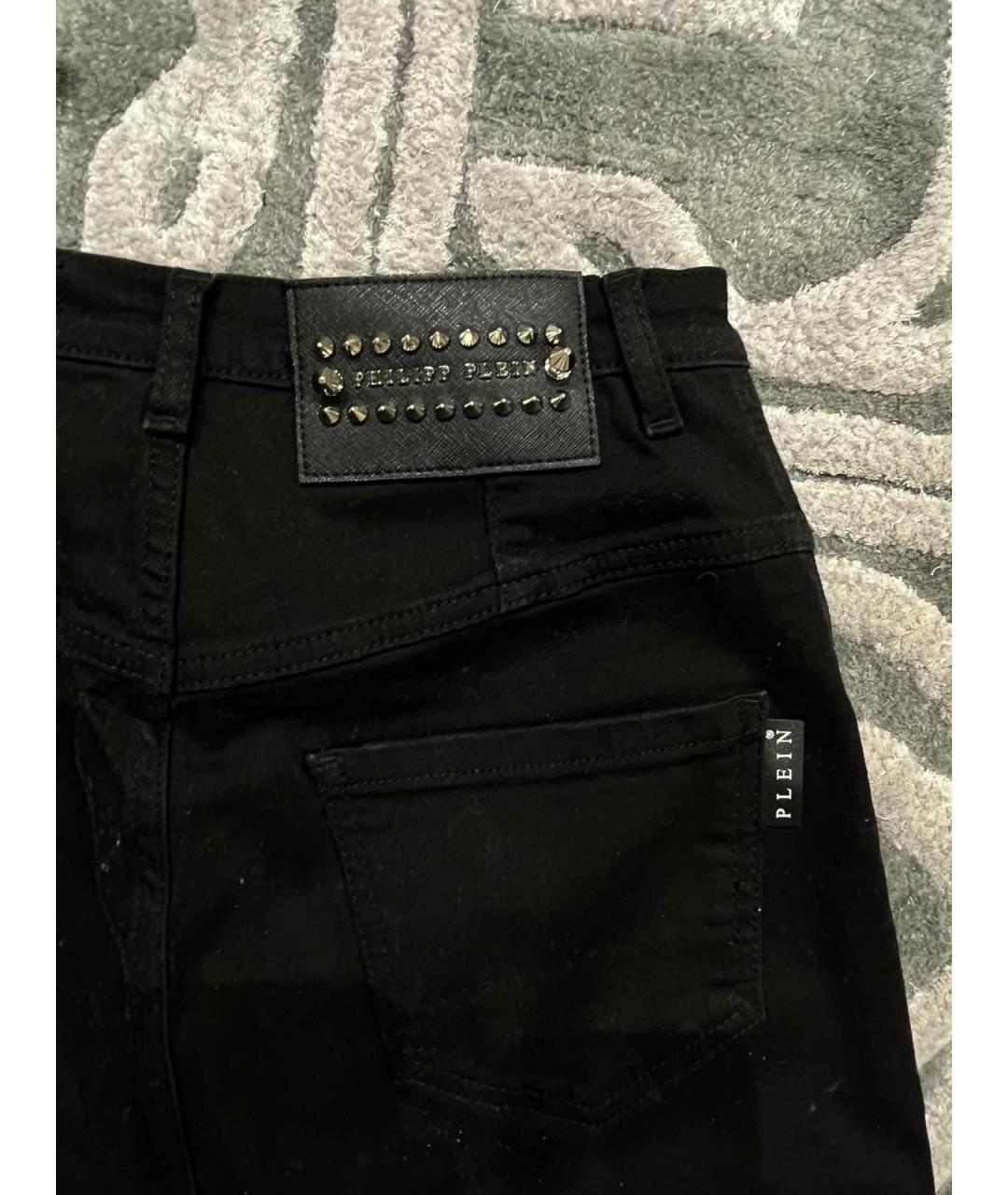 PHILIPP PLEIN Черные хлопко-эластановые джинсы слим, фото 5