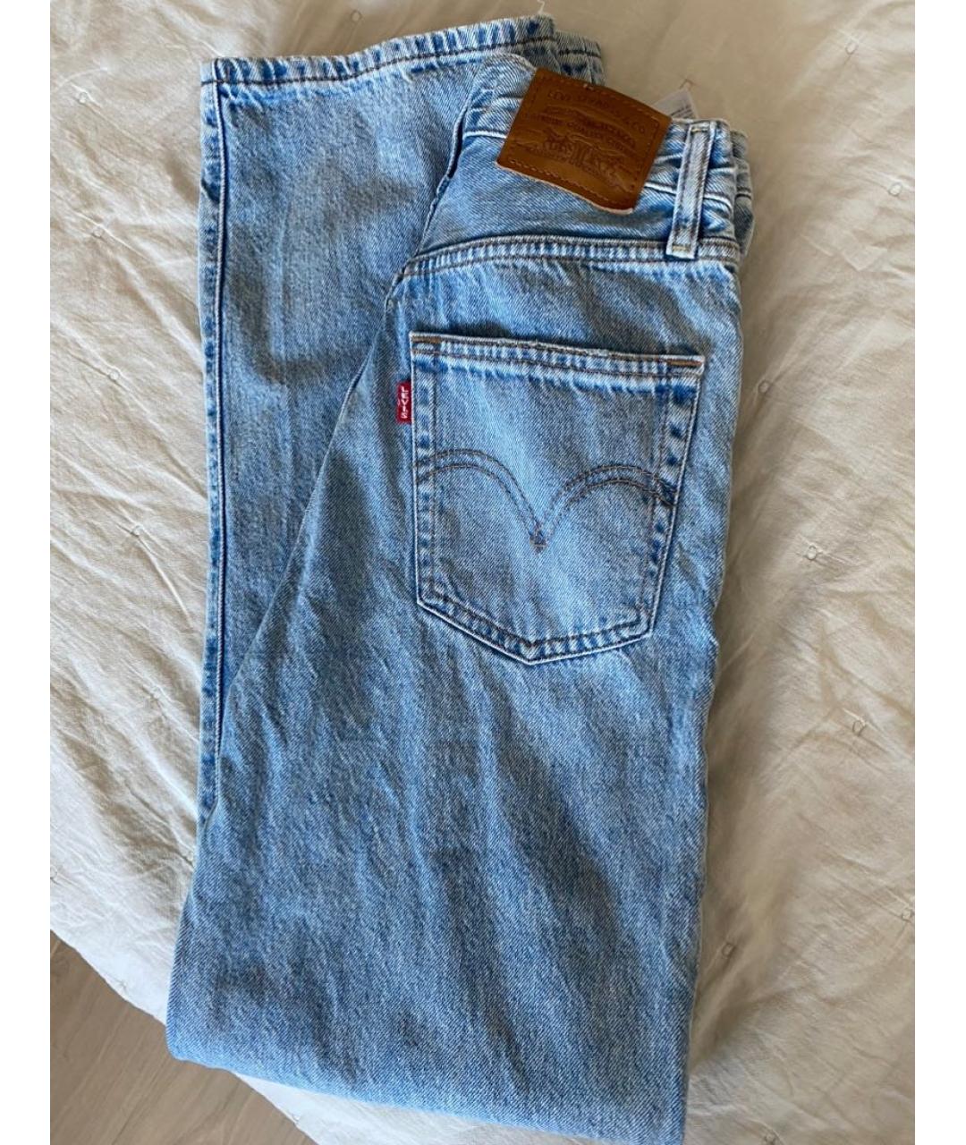 LEVI'S Голубые хлопковые прямые джинсы, фото 3