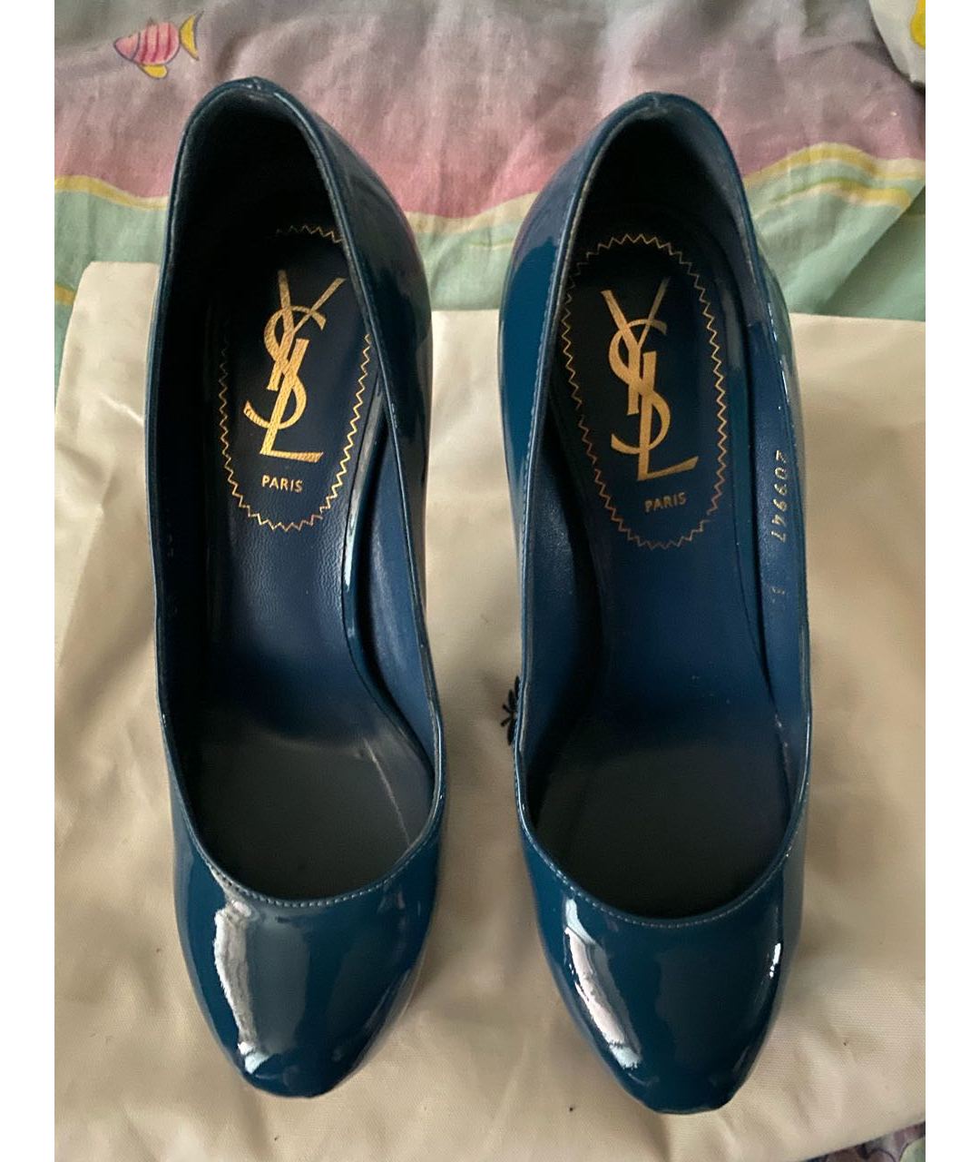 YVES SAINT LAURENT VINTAGE Синие туфли из лакированной кожи, фото 2