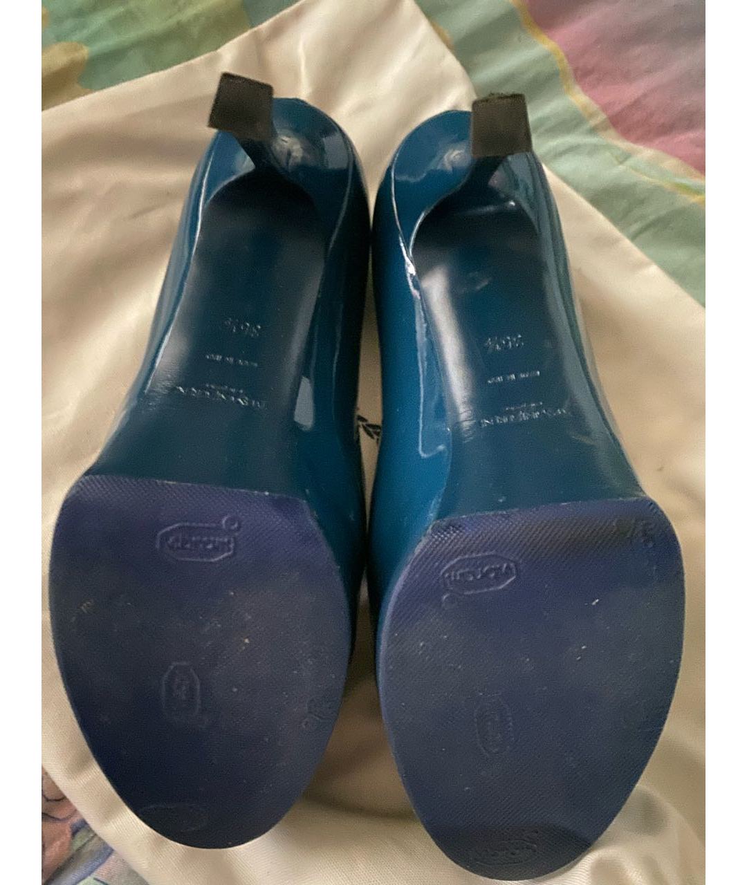 YVES SAINT LAURENT VINTAGE Синие туфли из лакированной кожи, фото 5