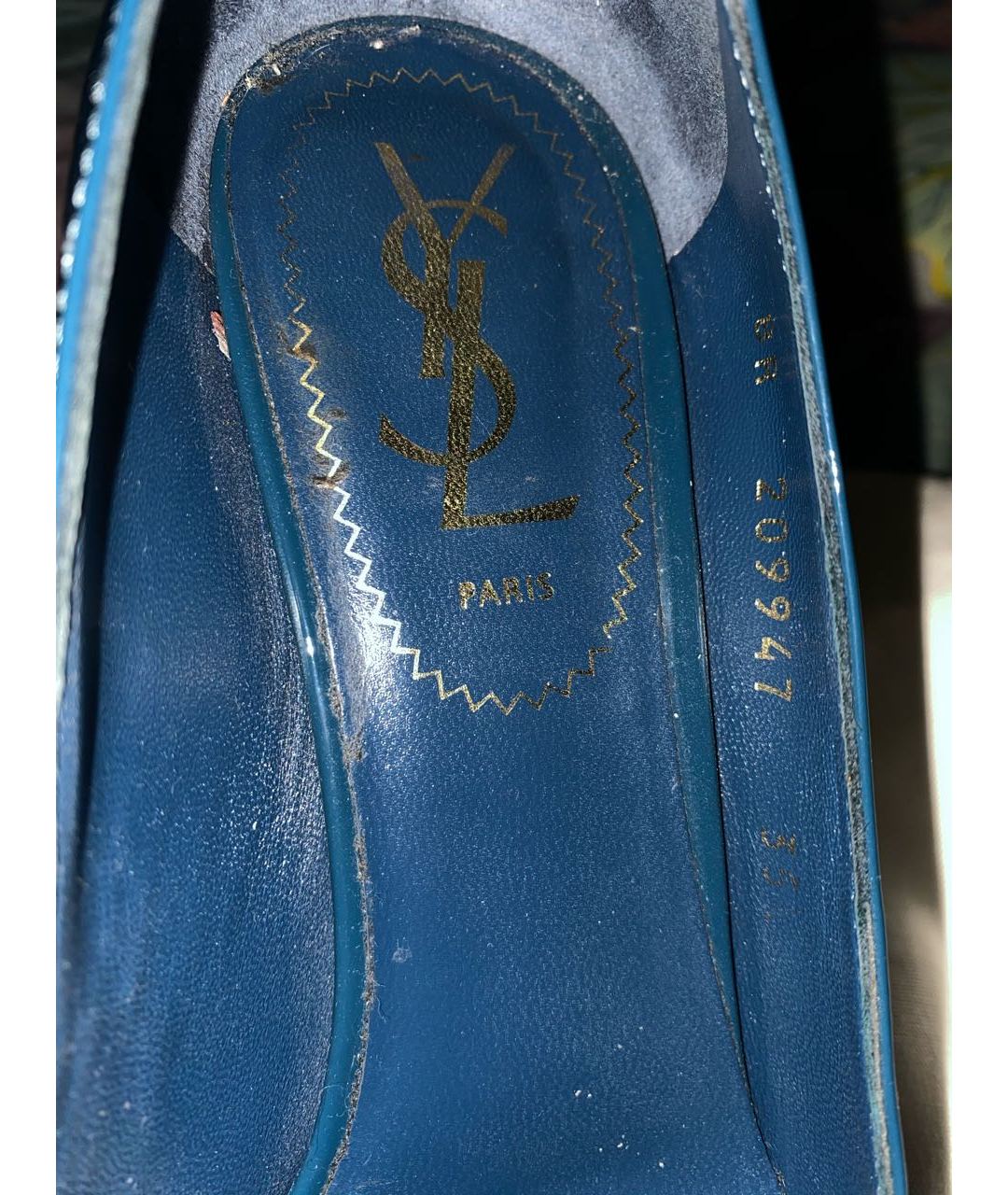 YVES SAINT LAURENT VINTAGE Синие туфли из лакированной кожи, фото 4