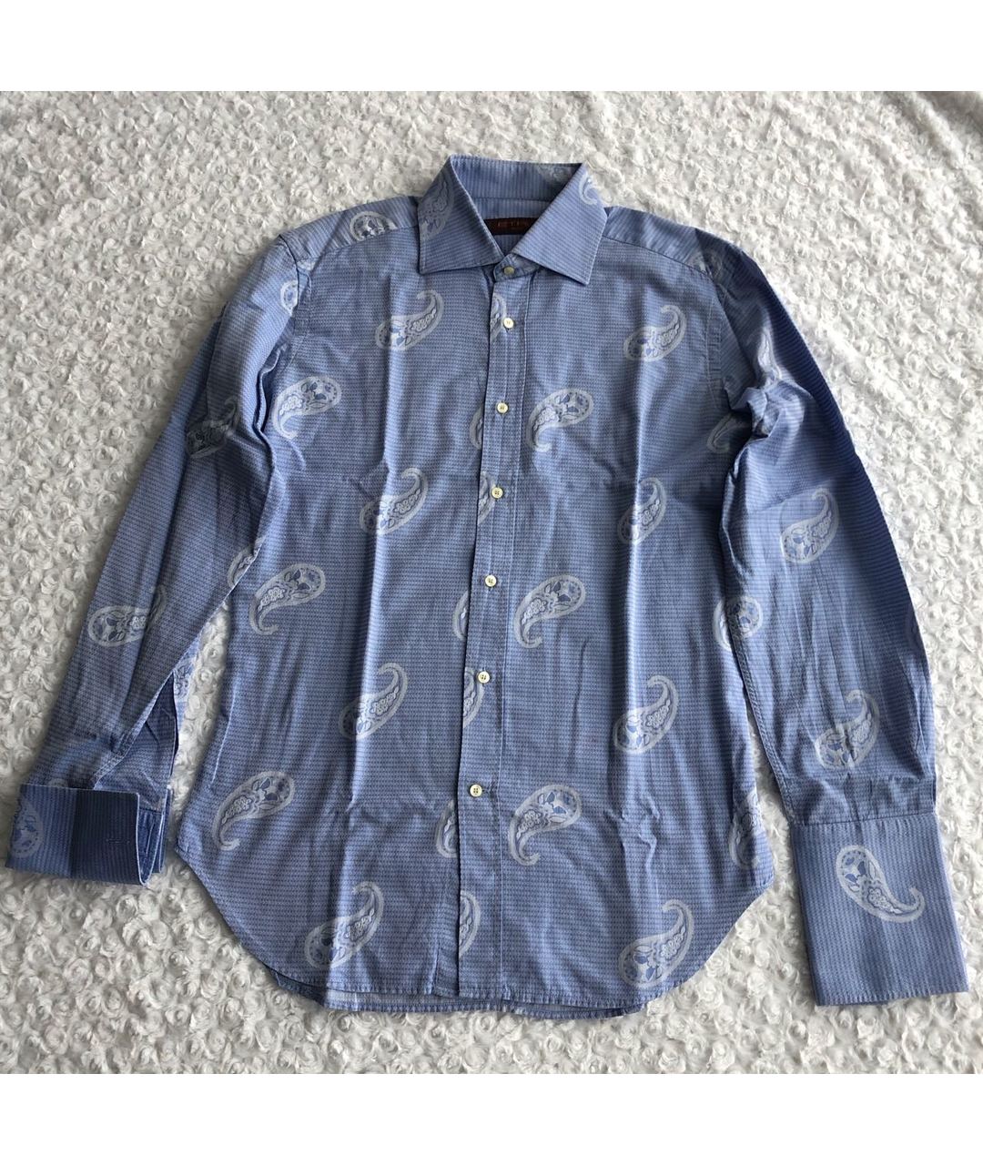 ETRO Голубая хлопковая кэжуал рубашка, фото 9