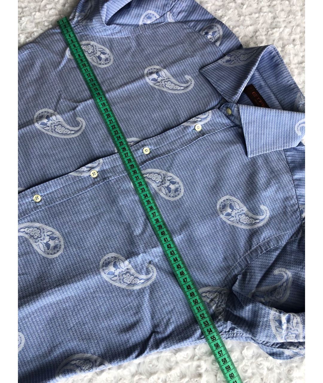 ETRO Голубая хлопковая кэжуал рубашка, фото 4