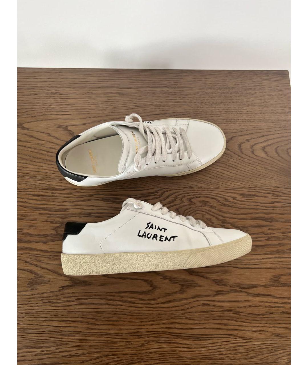 SAINT LAURENT Белые кожаные кеды, фото 4