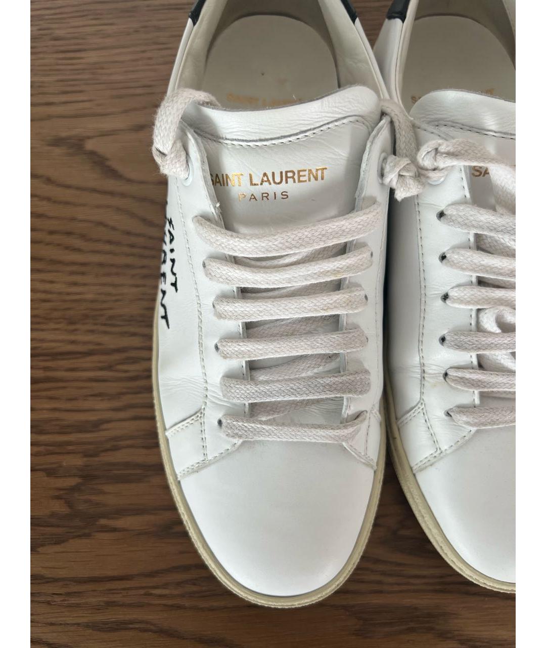 SAINT LAURENT Белые кожаные кеды, фото 6