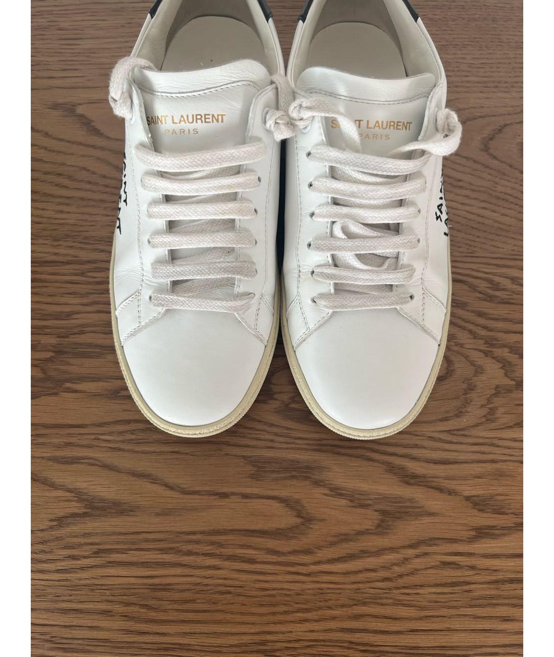 SAINT LAURENT Белые кожаные кеды, фото 5