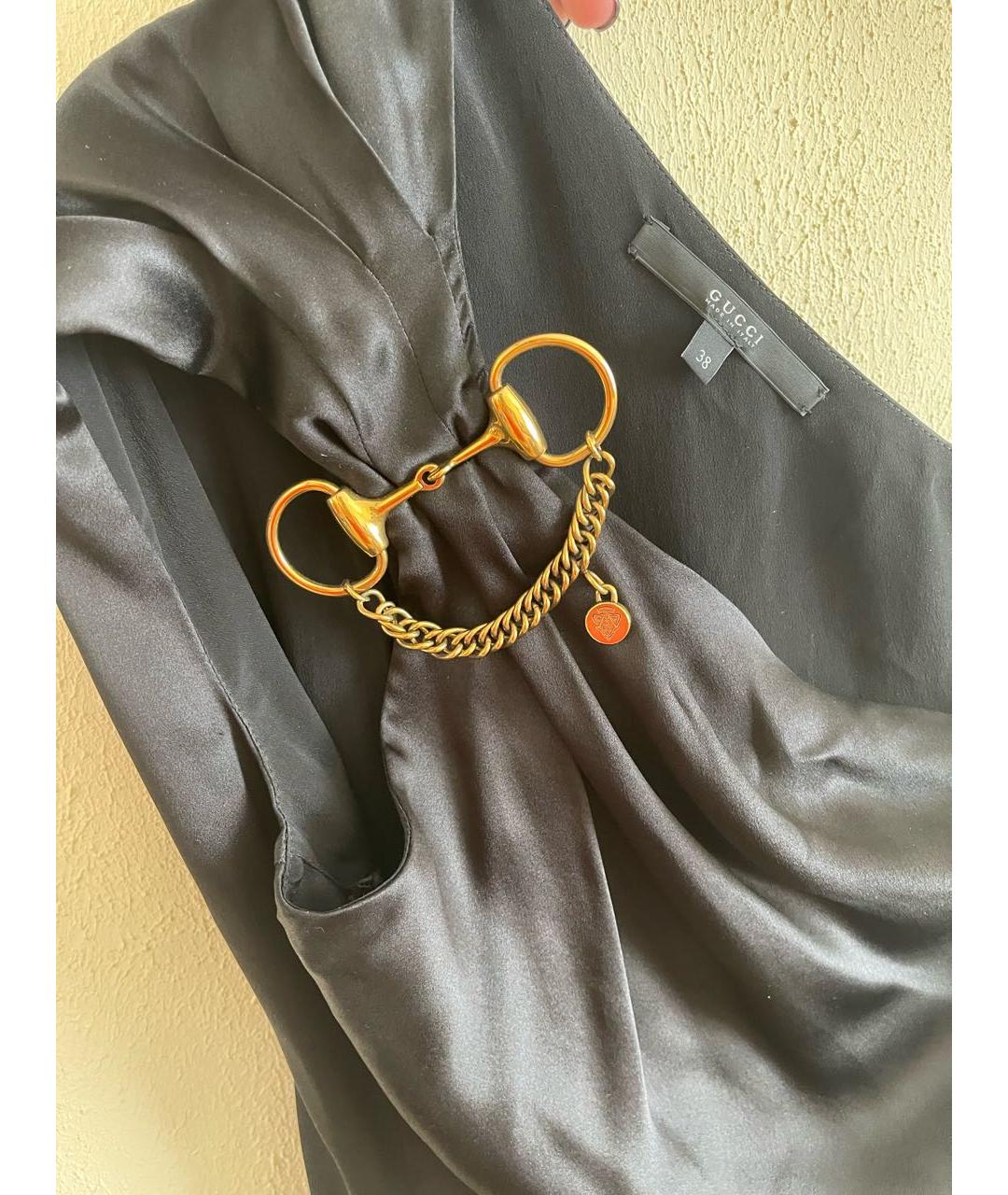 GUCCI Черное шелковое вечернее платье, фото 4