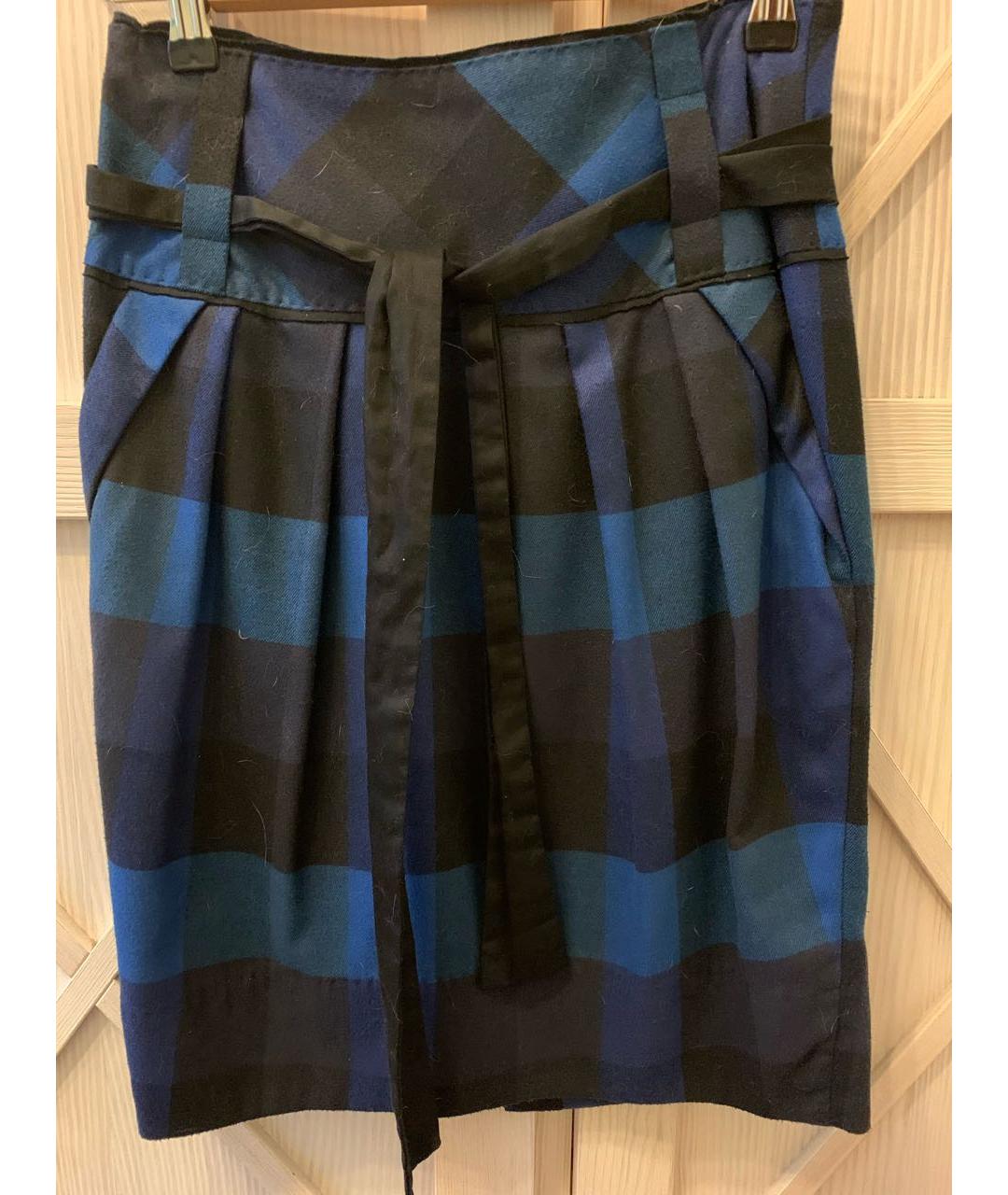 HUGO BOSS Темно-синяя шерстяная юбка миди, фото 7